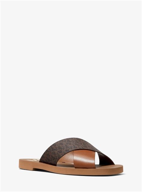 glenda slide sandals michael kors|Glenda Studded Leather Slide Sandal .